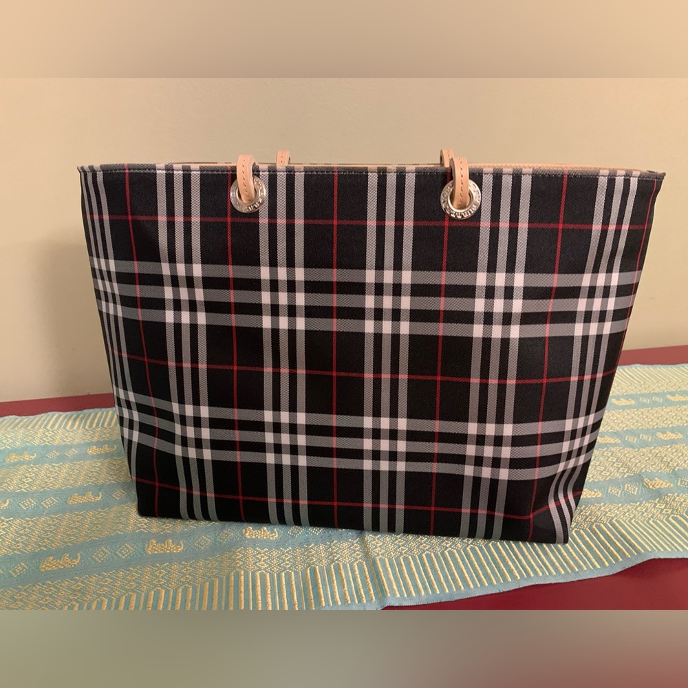 Like new authentic Burberry Tote blue checkered